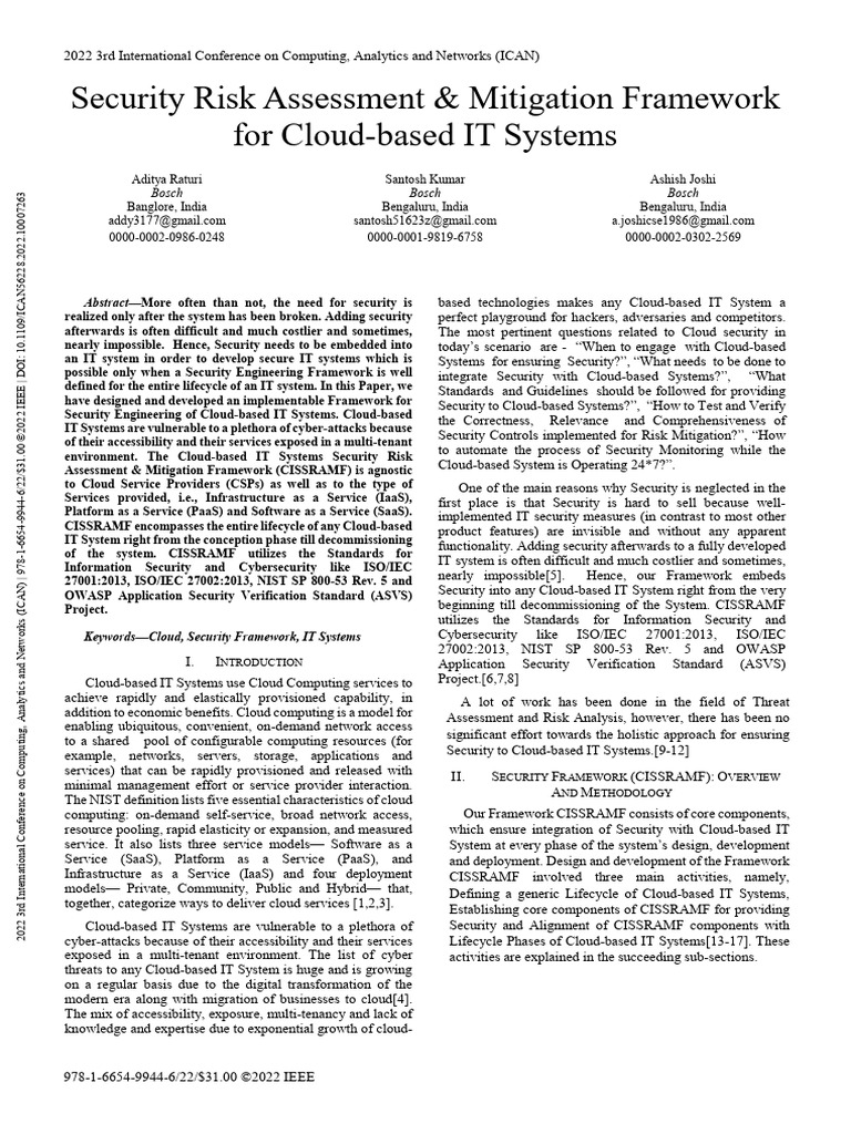 Cloud IT Security Risk Framework | PDF | Cloud Computing | Computer ...