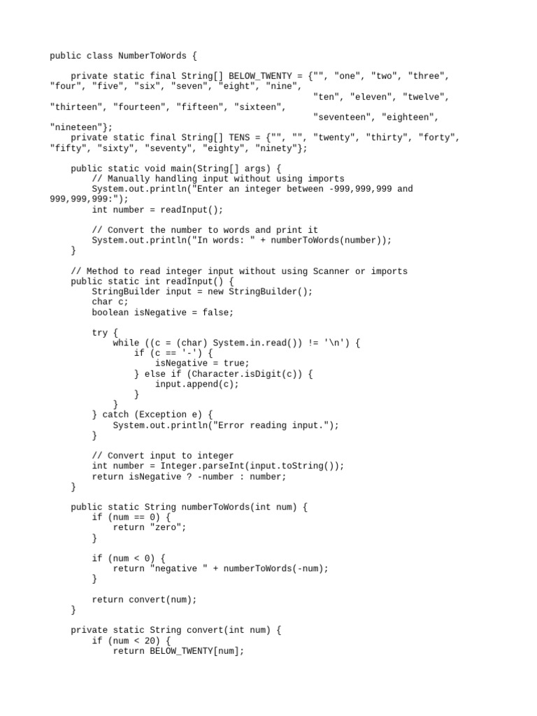 Number To Words | PDF