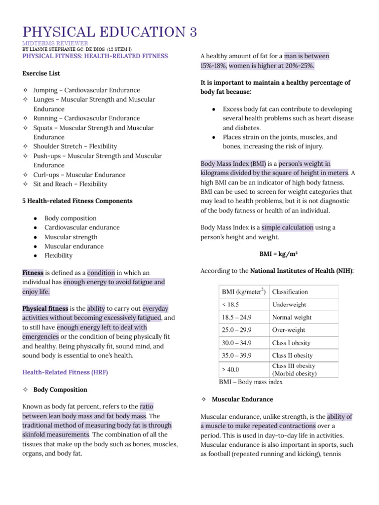 Health-Related Fitness Guide | PDF | Physical Fitness | Body Mass Index