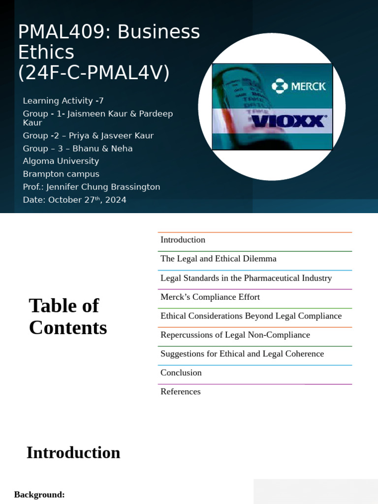 Group1,2,3 Presentation Unit7 | PDF | Merck & Co. | Food And Drug ...