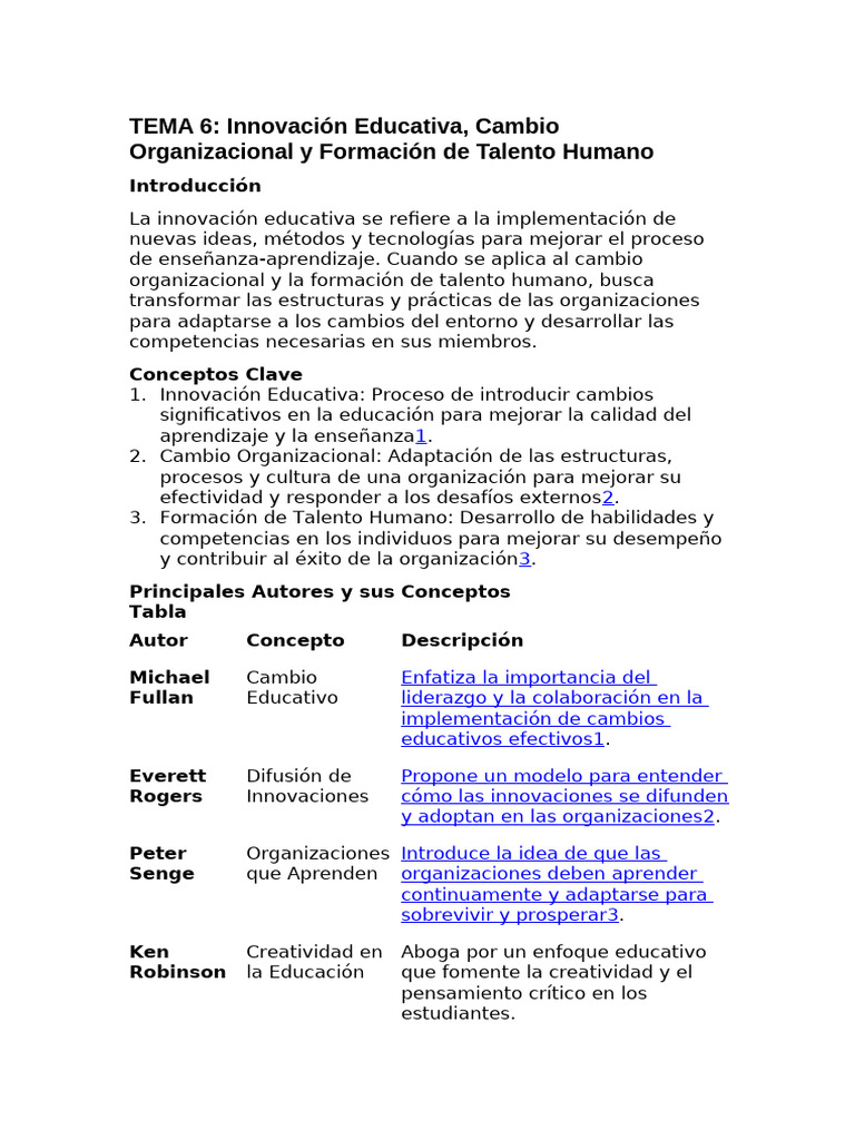 Innovación Educativa y Cambio Organizacional | PDF | Plan de estudios ...