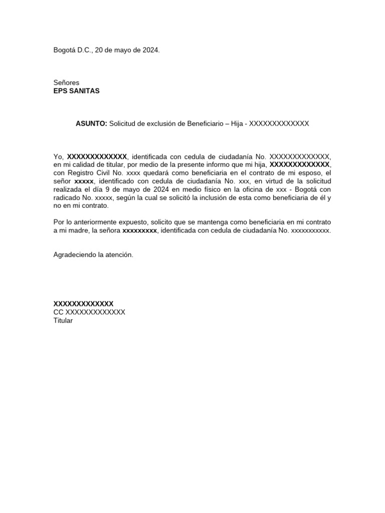 Solicitude Ps Exclusion Benef Iciar I o | PDF