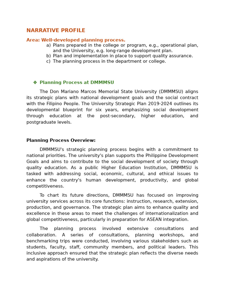 Effective Planning at DMMMSU | PDF | Iso 9000 | Strategic Planning