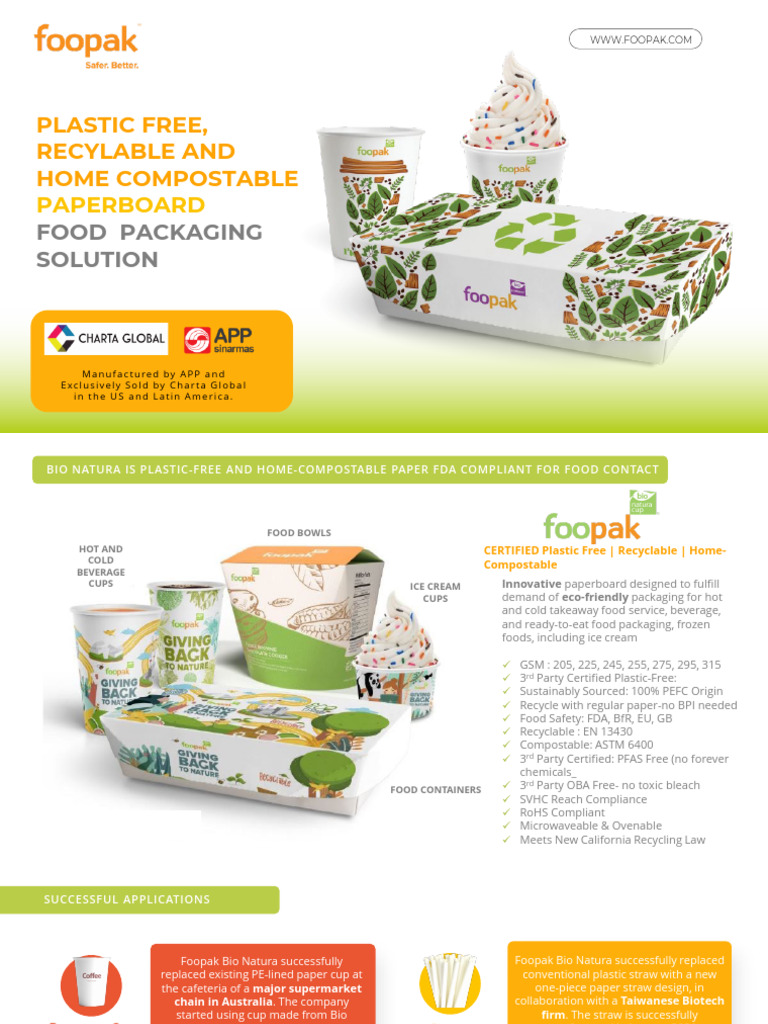 Eco-Friendly Foopak Bio Natura Packaging | PDF | Plastic | Recycling