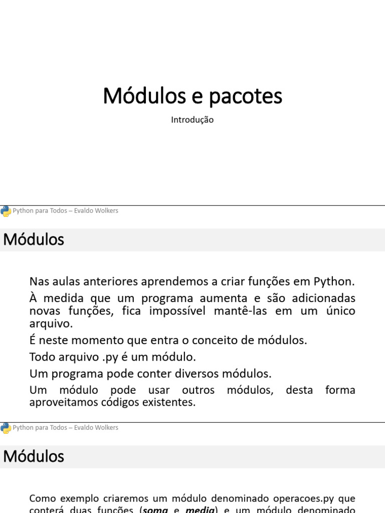 Módulos e Pacotes em Python | PDF | Python (linguagem de programação ...