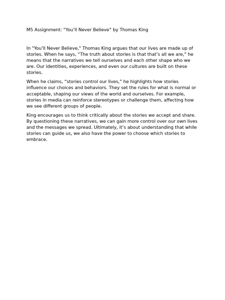 M5 Assignmrnt You'Ll Never Believe PDF