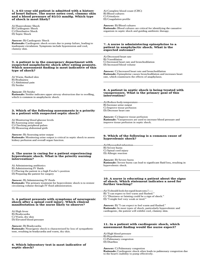 Nursing Assessment in Shock Types | PDF | Shock (Circulatory) | Sepsis