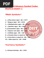 Alt + X Symbol Codes in Word | PDF