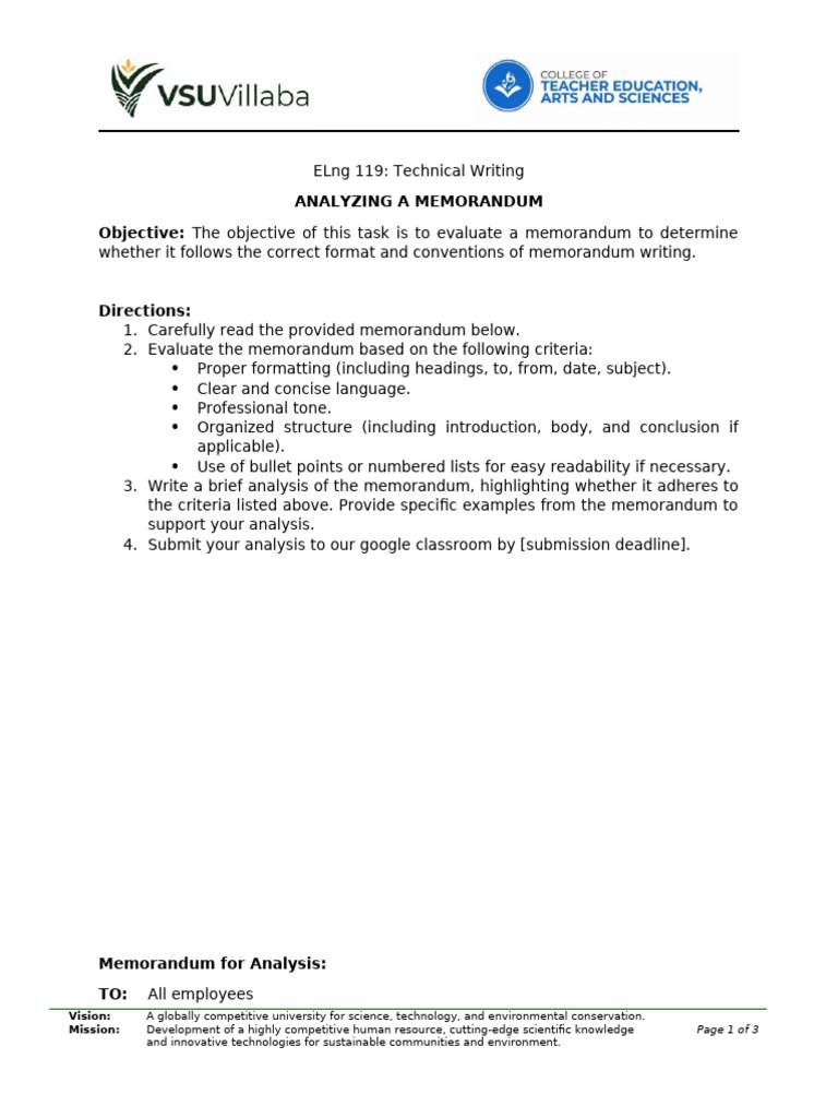Analyzing Memorandum Editable Template 1 | PDF | Memorandum | Science