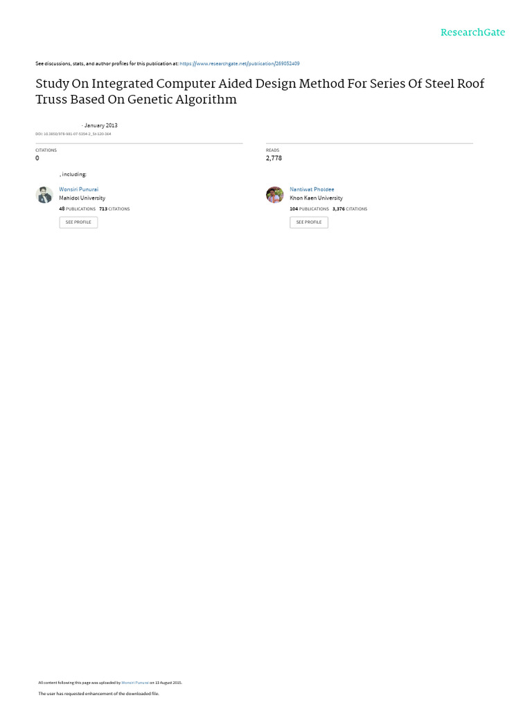 Genetic Algorithm for Steel Roof Truss Design | PDF | Mathematical ...