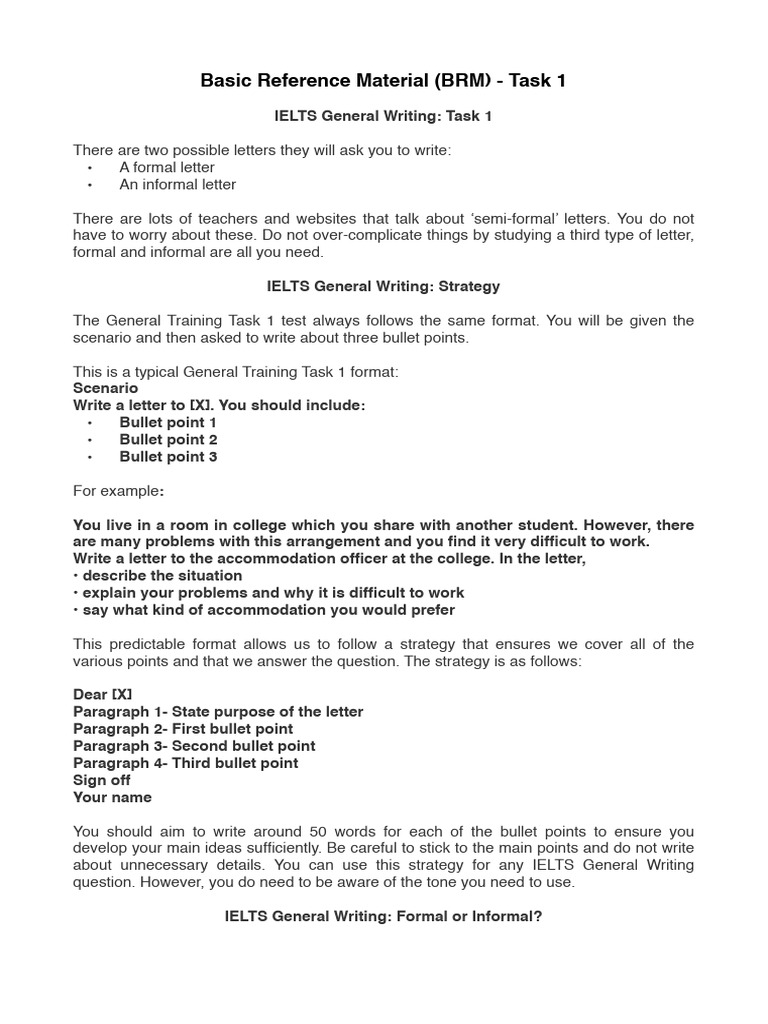 IELTS General Writing Task 1 Guide | PDF | Sentence (Linguistics ...