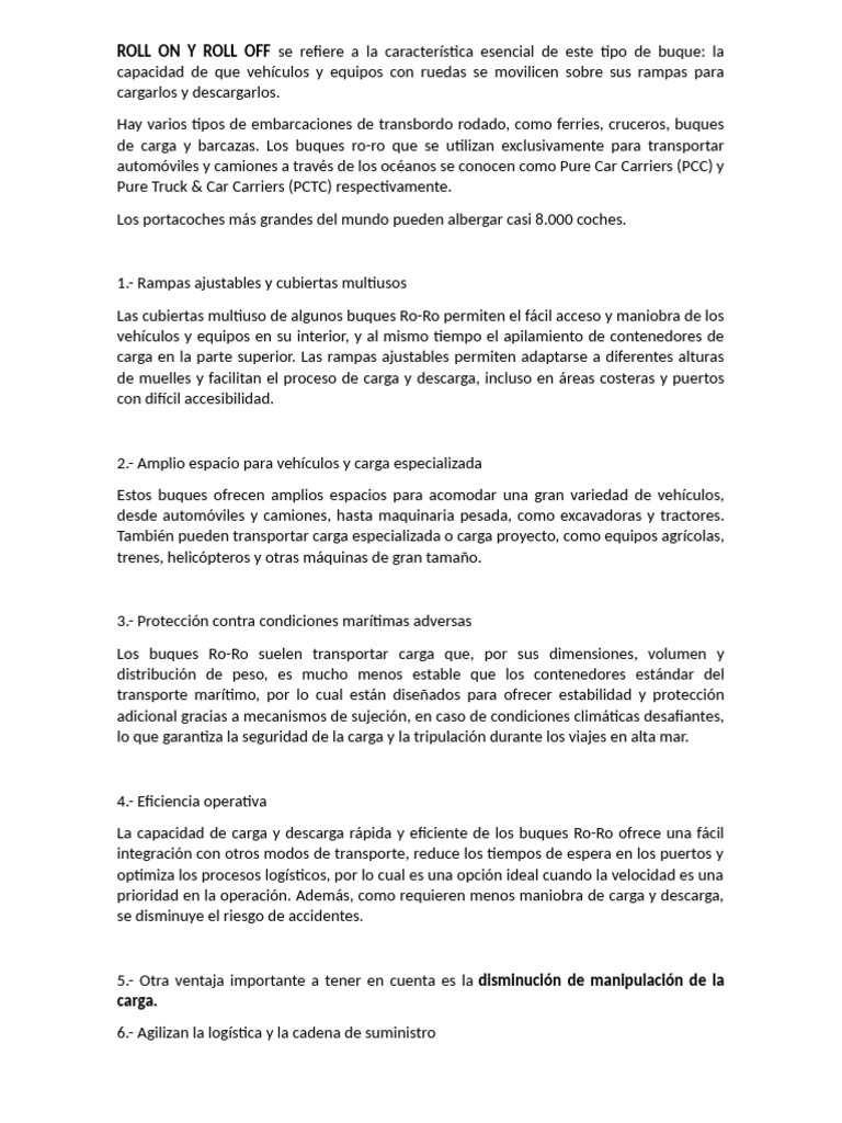 Ventajas del Transporte Roll On Roll Off | PDF