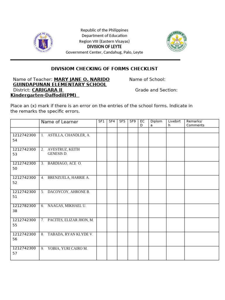 Checking of Forms Checklist | PDF