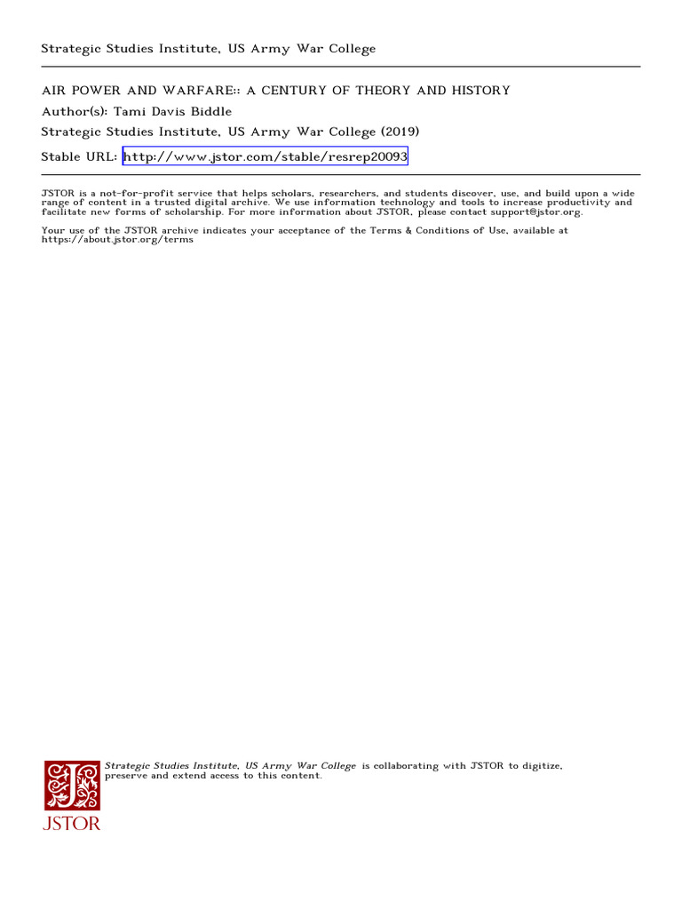 Air Power and Warfare | PDF | Strategic Studies Institute | Bomber