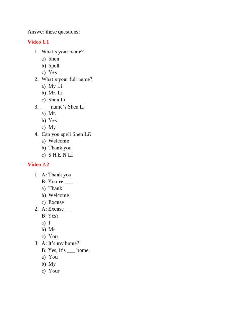 Beginner English Practice | PDF | Language Arts & Discipline
