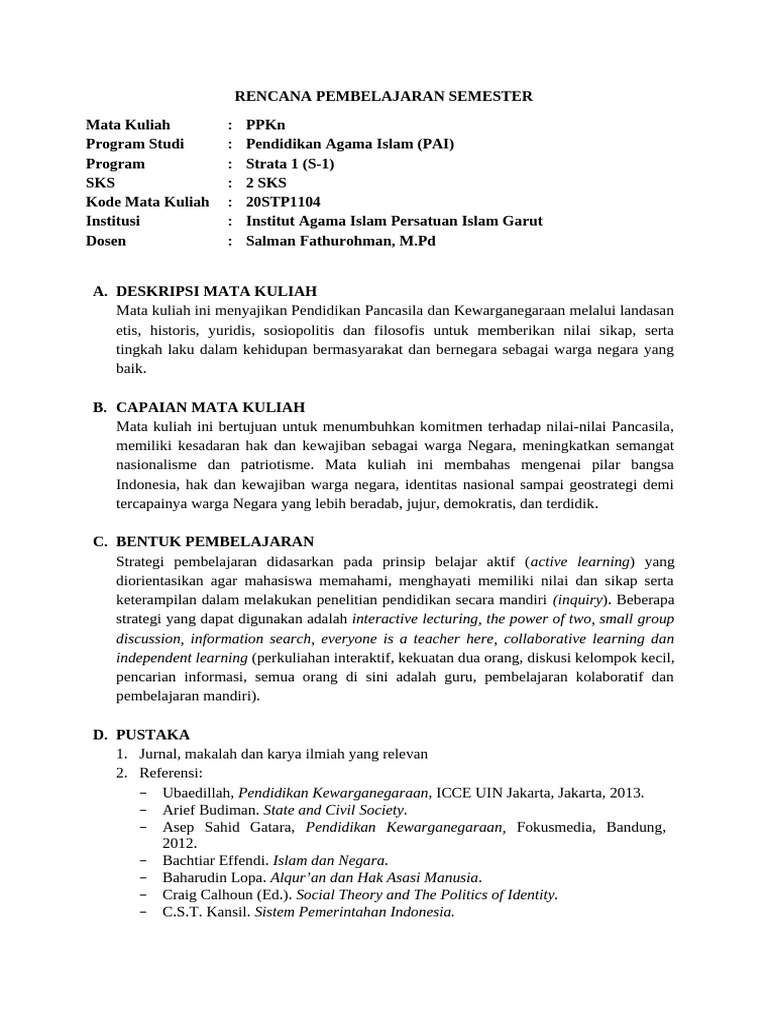 RPS PPKN | PDF