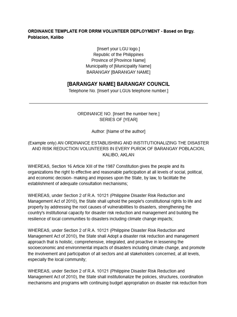 64754f3aeb1b796137367ce3 - DRRM Volunteer Deployment Policy Template ...