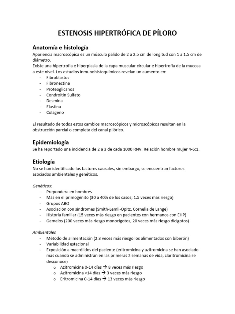 Estenosis Hipertrófica de Píloro | PDF | Estómago | Examen físico