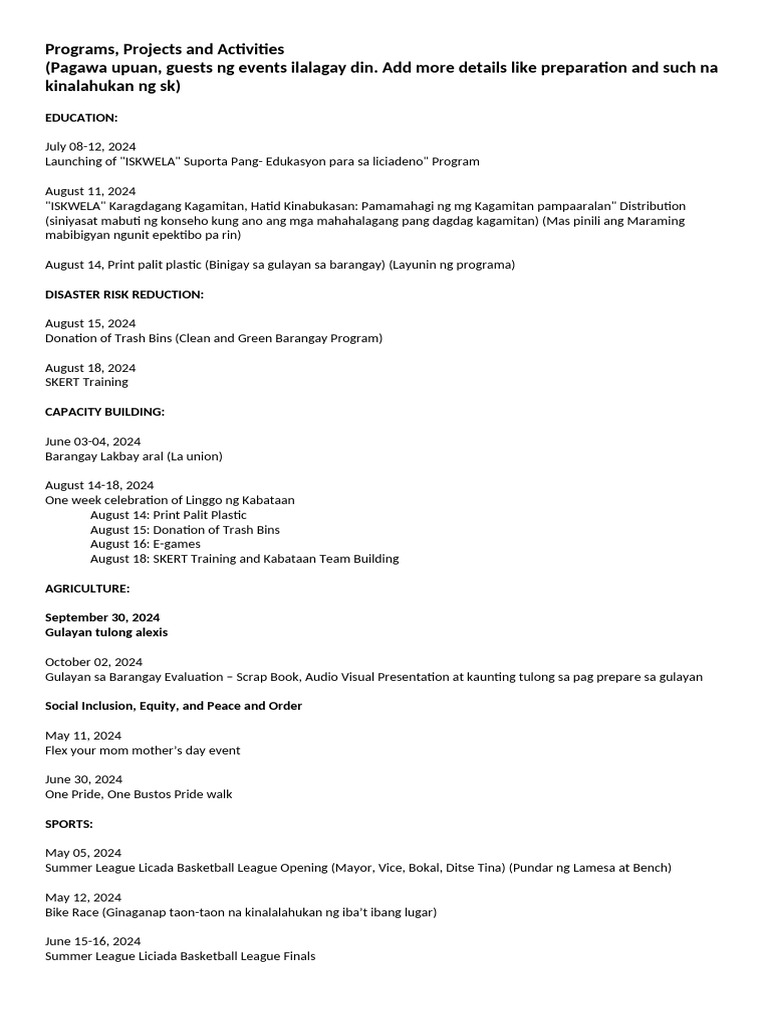 2024 Programs and Activities Overview | PDF