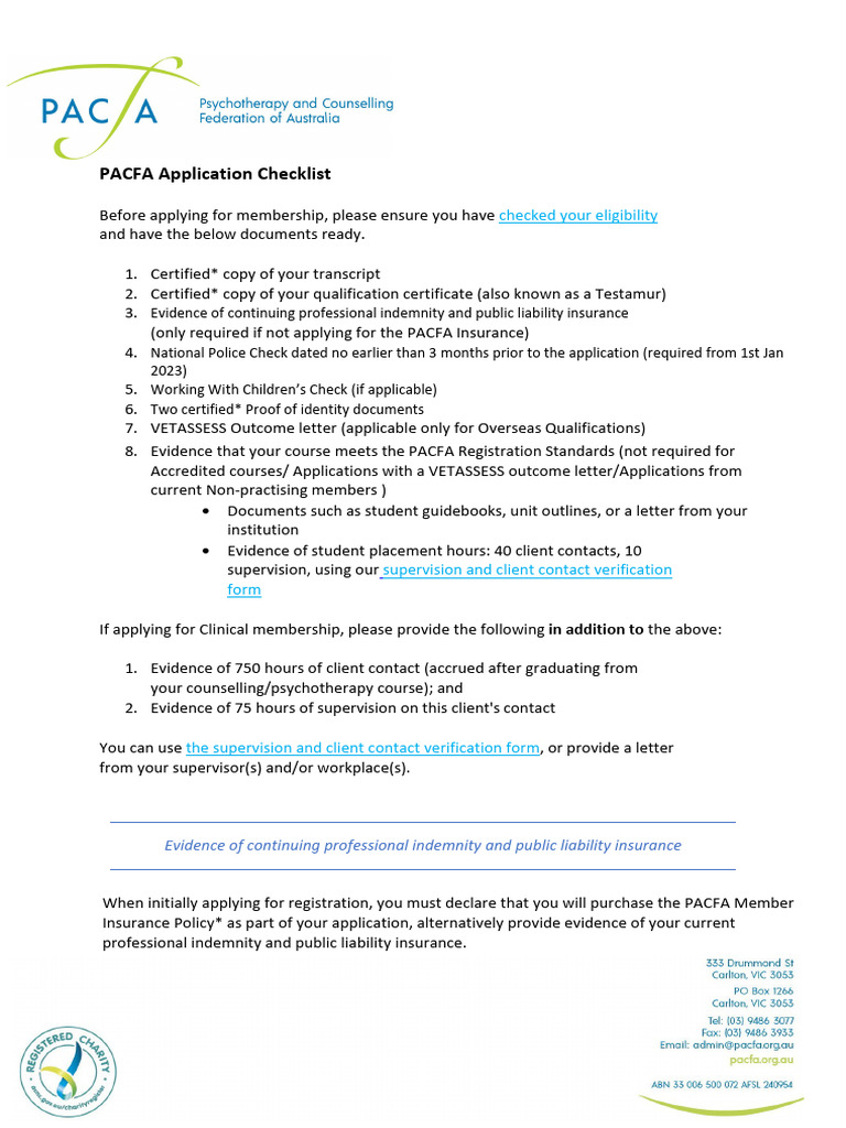 PACFA Membership Application Requirements | PDF | Identity Document ...