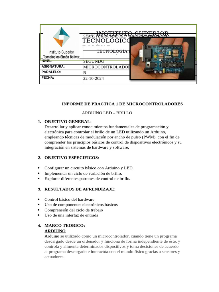 Practica 1 Led - Brillo - Walter Semisterra | PDF | Diodo emisor de luz ...