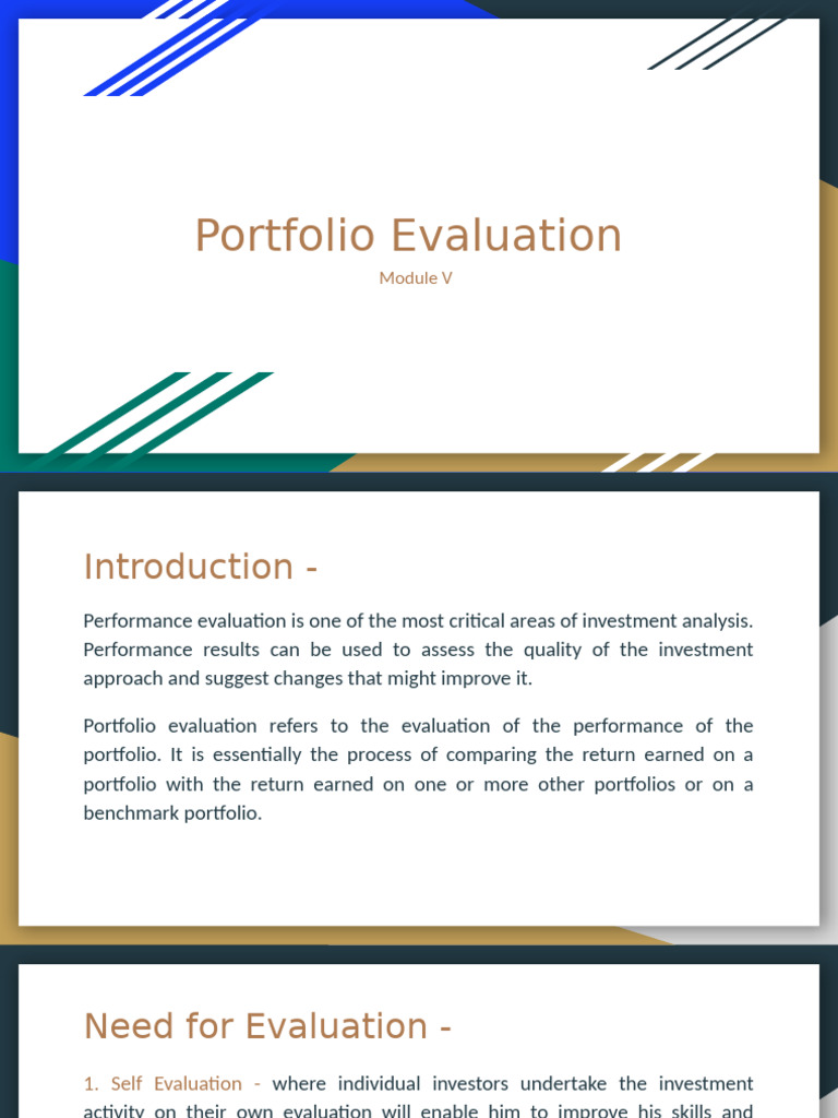 Portfolio Evaluation | PDF | Sharpe Ratio | Investing