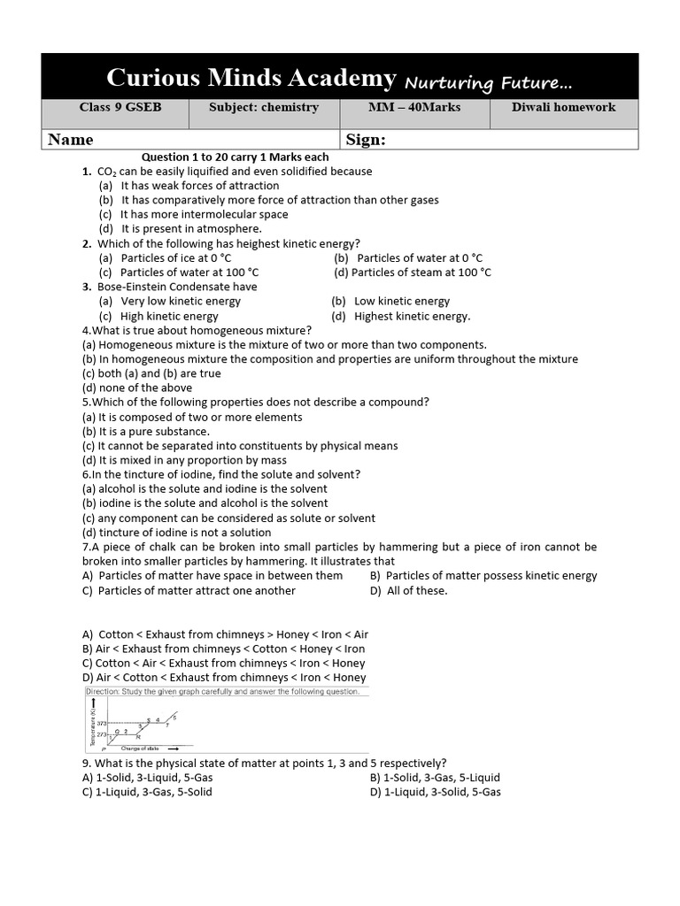 Diwali Gseb 9 Pdf Mixture Physical Chemistry