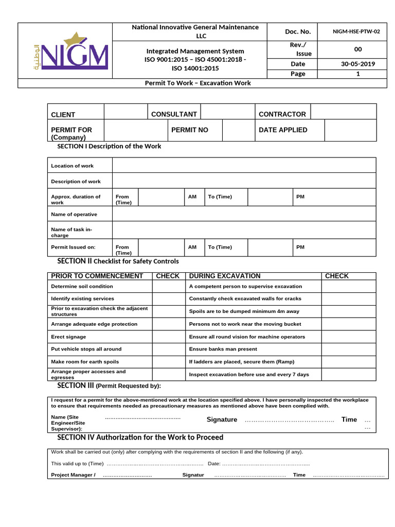 Nigm - MZC - Excavation Permit | PDF | Business | Computers