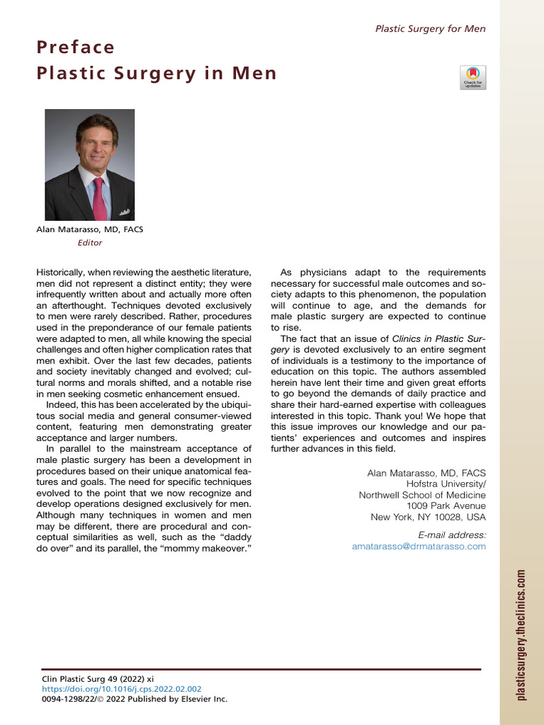 Plastic Surgery in Men - 2022 - Cps | PDF | Plastic Surgery | Medicine