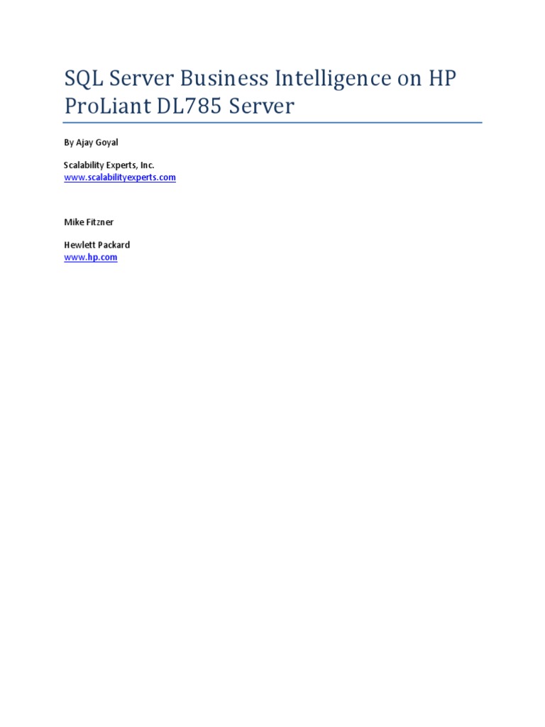SQL Server Business Intelligence On HP Proliant Dl785 Server | PDF ...