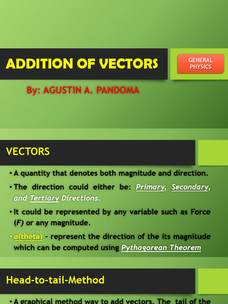 Addition of Vectors | PDF | Teaching Methods & Materials