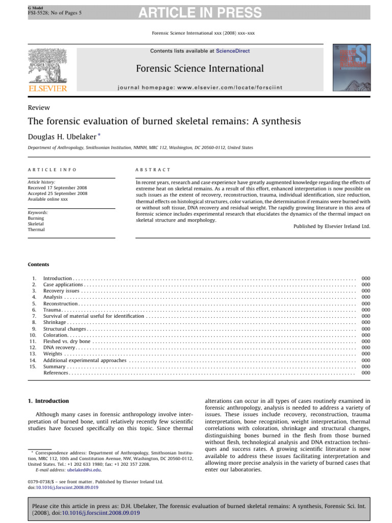 Forensic Analysis of Burned Skeletal Remains | PDF | Bone | Forensic ...