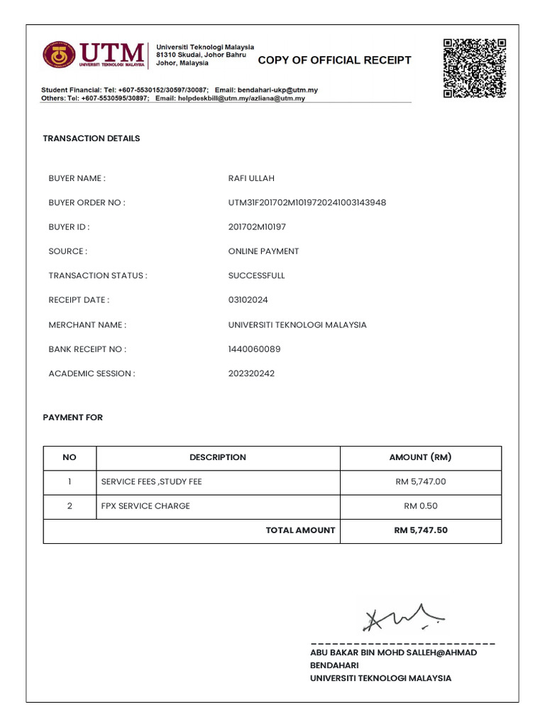 Rafi Fee Receipt | PDF | Finance & Money Management