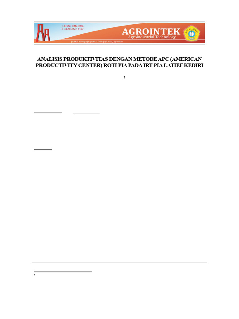 Analisis Produktivitas Roti Pia IRT Kediri | PDF