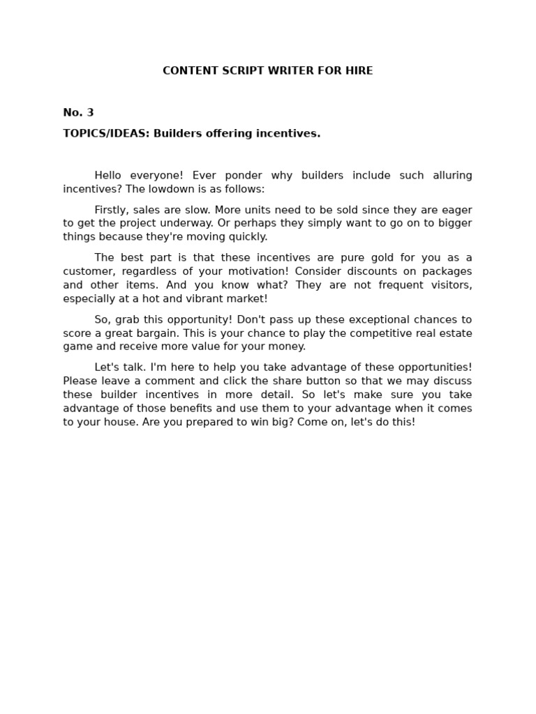 Builders Offering Incentives | PDF