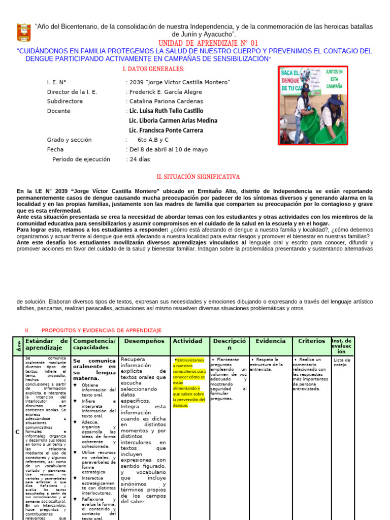 UNIDAD DE APRENDIZAJE 1 - ABRIL - 6to Grado | PDF | Decimal | Números