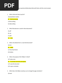 100 MCQS of MS Word