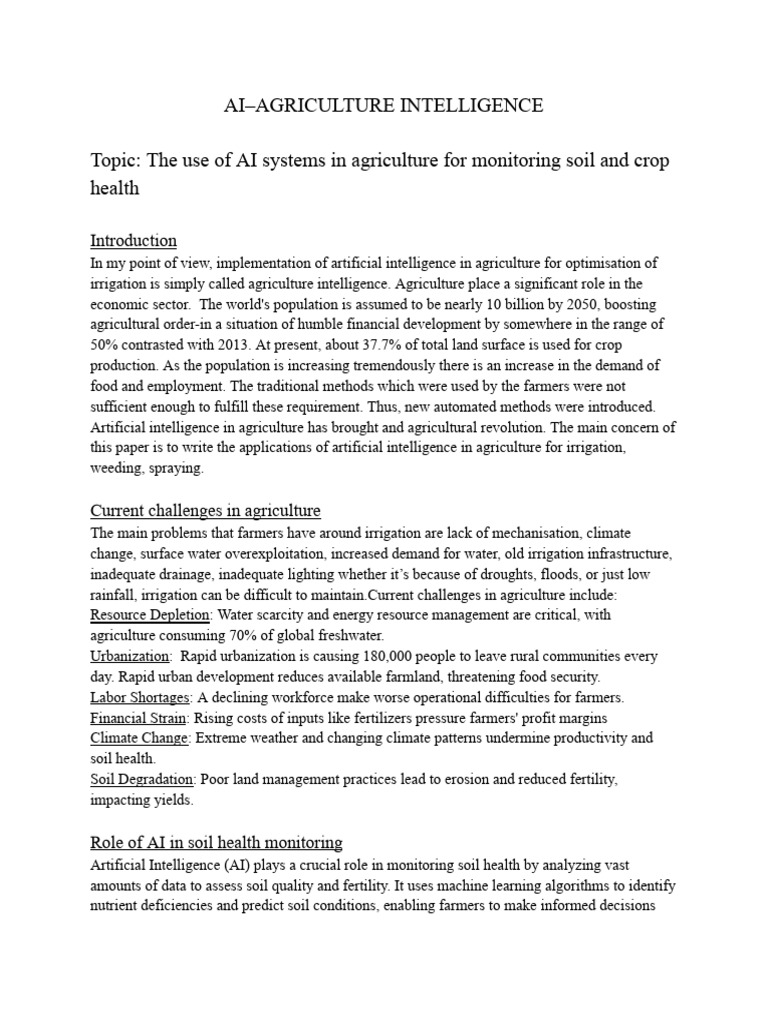 AI in Agriculture: Enhancing Crop Health | PDF | Agriculture ...