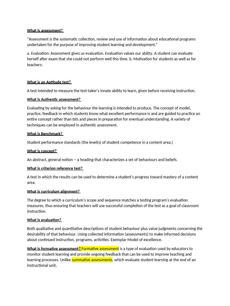 Classroom Assessment Short Notes | PDF | Educational Assessment ...