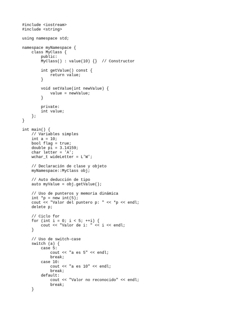 Ejemplo de C++: Clases y Punteros | PDF | Modelos de computación ...