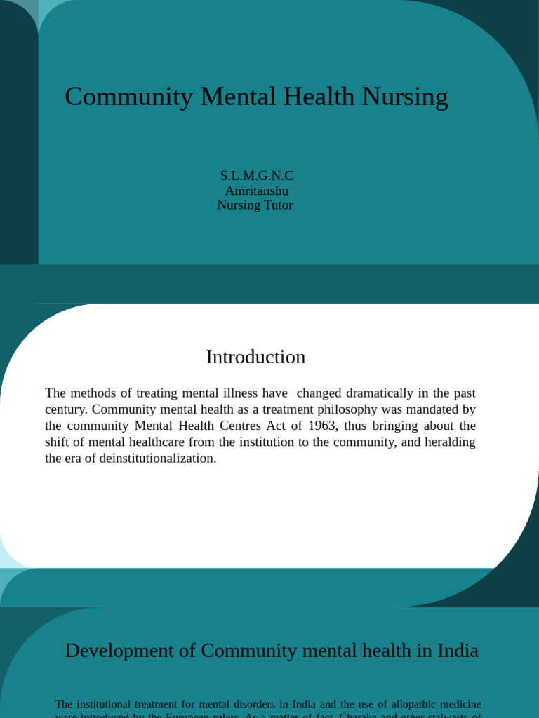 Evolution of Community Mental Health in India | PDF | Psychiatric ...