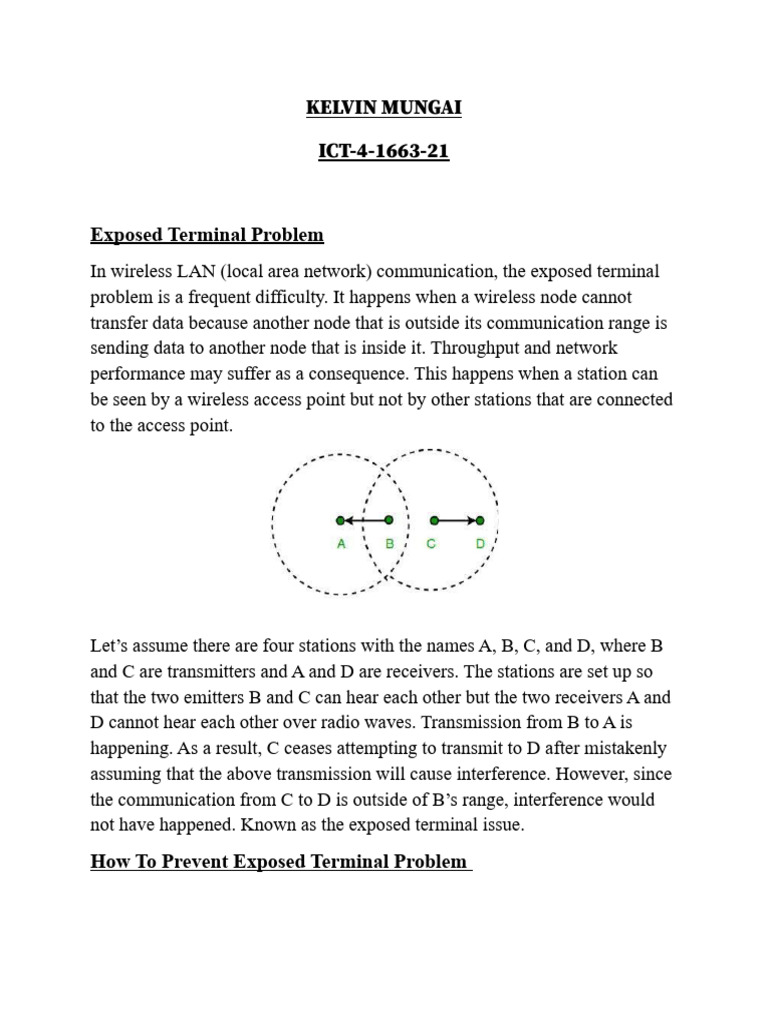 Hidden and Exposed Terminal Issues in WLAN | PDF | Telecommunications ...