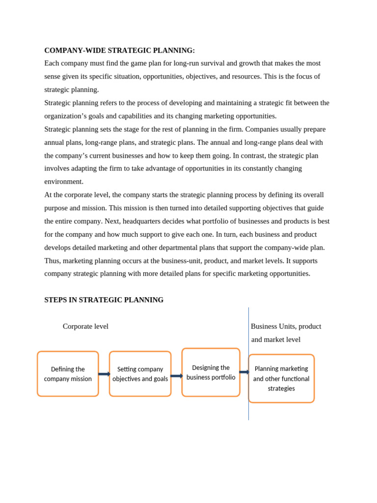 Company Wide Strategic Planning | PDF | Goal | Strategic Planning