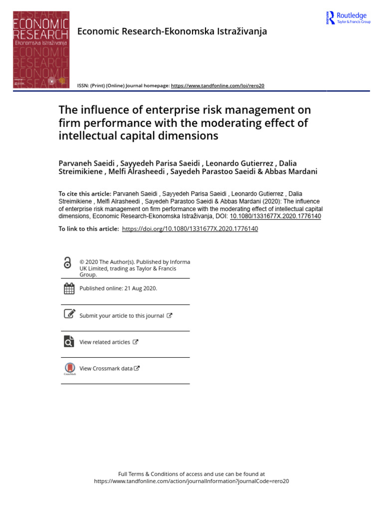 ERM's Impact on Firm Performance and IC | PDF | Risk | Risk Management