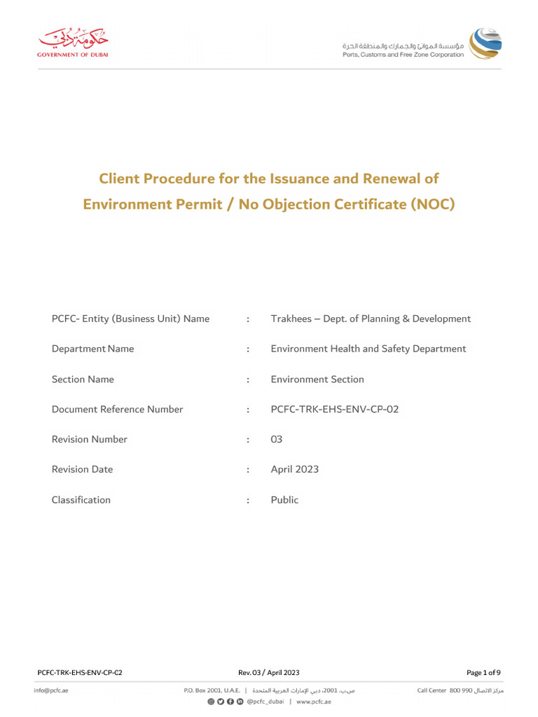 Environmental Permit and NOC Procedure | PDF | Home & Garden