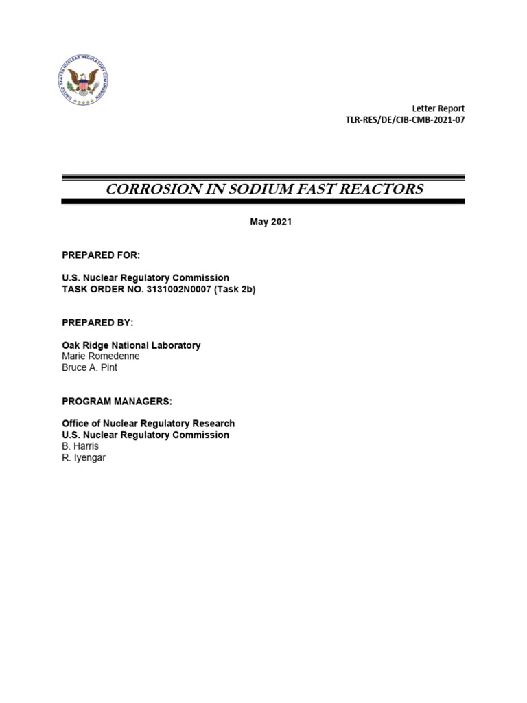 Corrosion of Structural Material in Sodium | PDF | Corrosion | Steel
