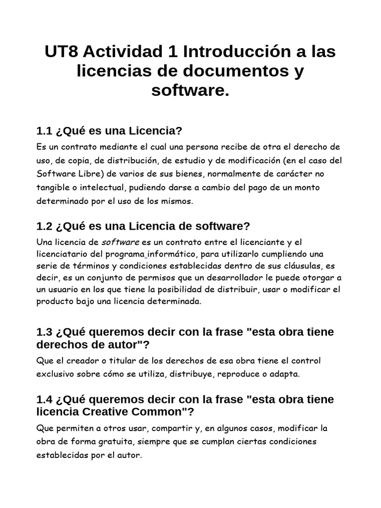 Licencias de Software y Derechos de Autor | PDF | Software libre ...
