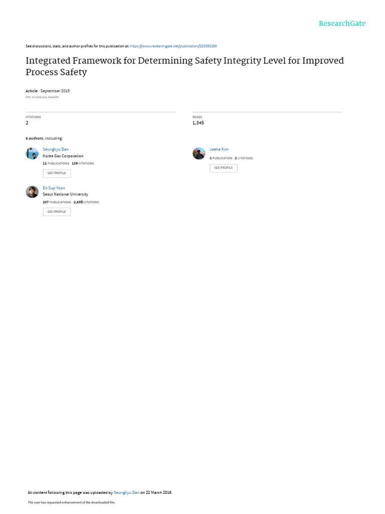 Safety Integrity Level Framework for Process Safety | PDF | Fuzzy Logic ...