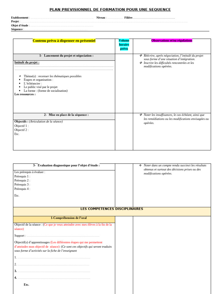 Plan de Formation : Séquence Pédagogique | PDF