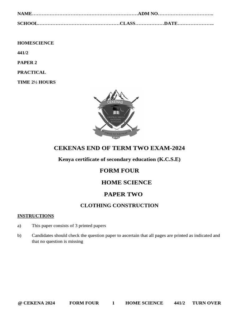 Homescience Paper 2 | PDF